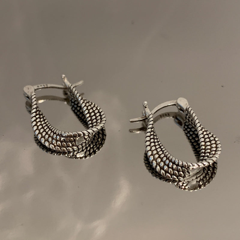 S925 Silver Vintage Twisted Design Earrings for Women